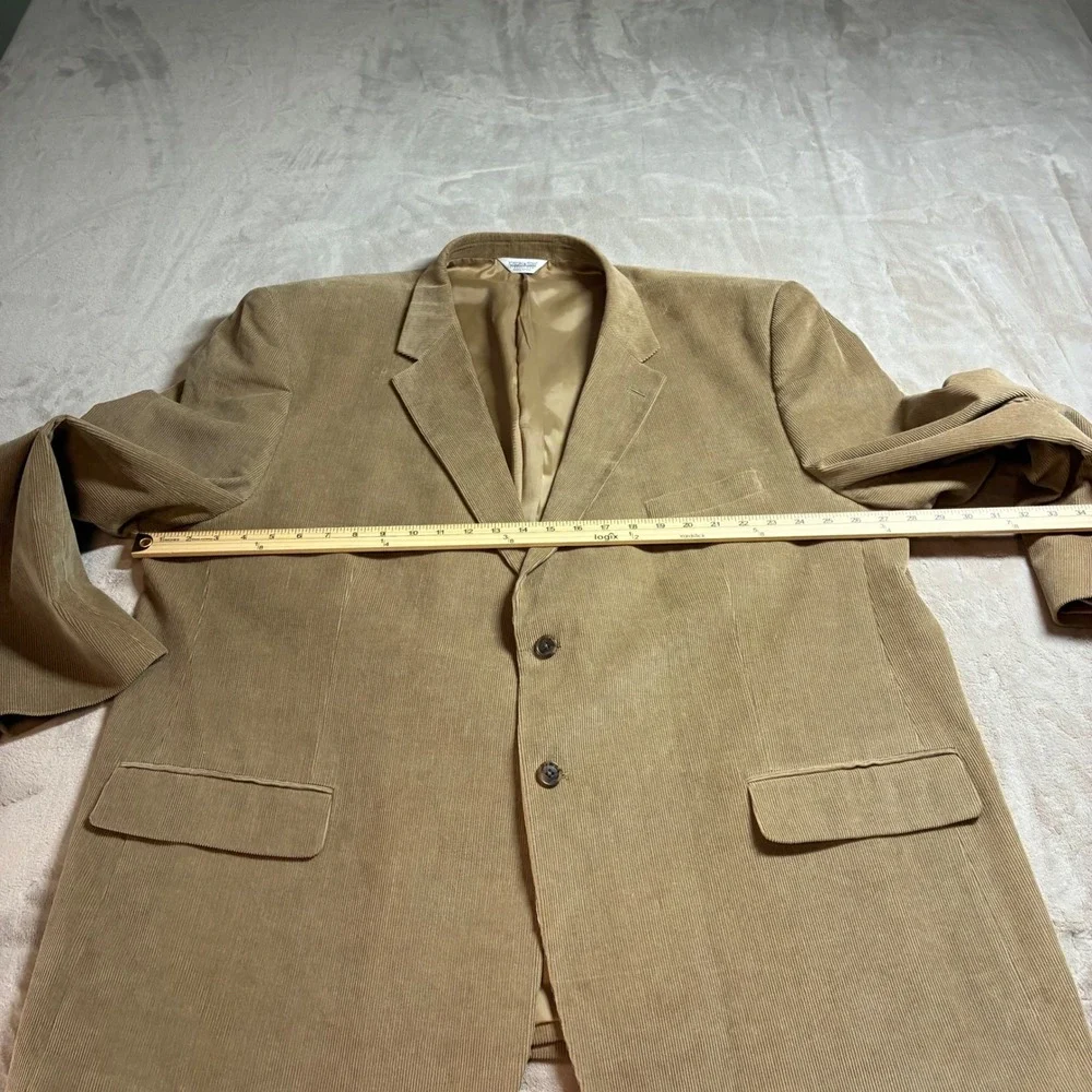Joseph & Feiss Men 56R Tan Corduroy Sport Coat Blazer Jacket 2 Button Cotton